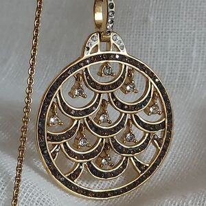 Vintage Netaya 10kty Round Crystal dangle Movement Pendant Necklace
